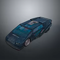 Futuristic Sports Car Featuring Wedge Shaped Body Dark Blue Finish And Unique Design