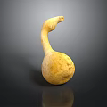 Handcrafted Yellow Gourd Shaped Sculpture with Curved Neck and Smooth Surface Artistic Carving