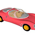 Red Classic Vintage Sports Car With Streamlined Body And Gold Wheels