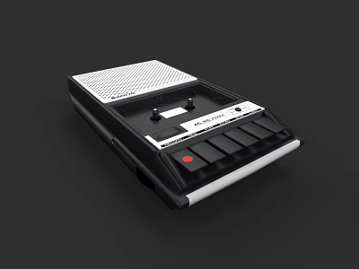 Retro Black Audio Speaker With White Grille Control Buttons And Red Accent 3d model