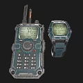Rugged Blue Green Walkie Talkie And Smartwatch With Digital Screens For Daily Use