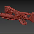 Advanced Futuristic Sci-Fi Weapon With Yellow White Mechanical Grip Barrel And Energy Chamber