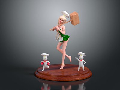 Modern Game Character Cartoon Characters Cartoon Chef Beauty Chef Beauty Chef Niang 3d model