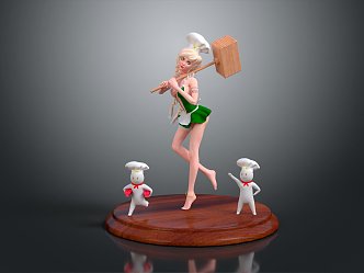 Modern Game Character Cartoon Characters Cartoon Chef Beauty Chef Beauty Chef Niang 3d model