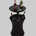 Dark Woven Wine Storage Stand With Multiple Bottles And Glass Holder