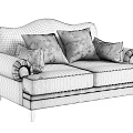 Red Velvet Two Seater Sofa With Curved Backrest Round Armrests Black Legs And Cushions