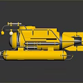 Yellow Underwater Submersible Equipment With Cylindrical Tanks Pipes And Conical Front