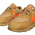 Beige Orange Sneakers With Mesh Leather Upper Orange Logo Brown Laces Air Cushion Sole