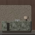 Elegant Green Patterned Bar Counter With Patterned Wall And Table Lamp In Modern Interior