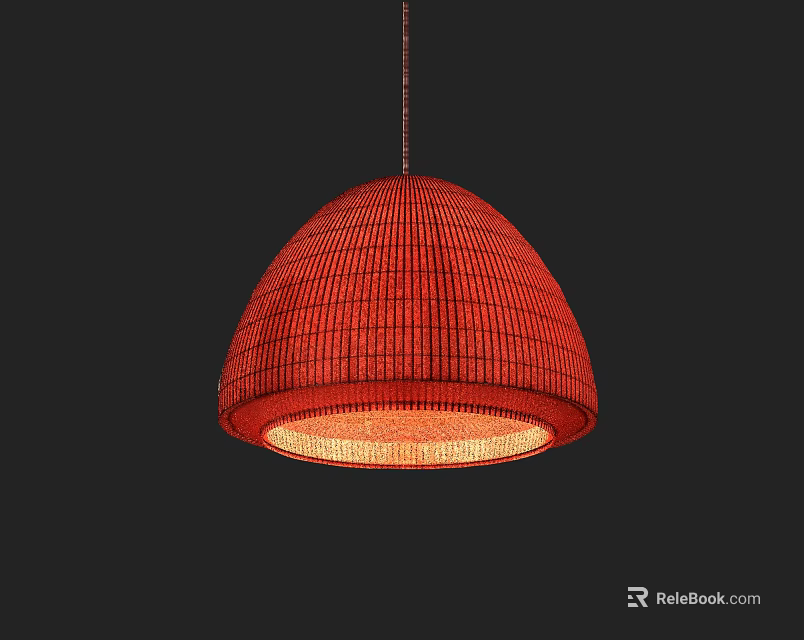 Red Woven Dome Pendant Light With Warm Illuminated Glow For Modern Home Decor 3d model 