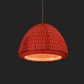 Red Woven Dome Pendant Light With Warm Illuminated Glow For Modern Home Decor