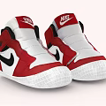 Nike Baby Red And White High Top Shoes With Swoosh Logo And Soft Sole