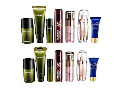 Diverse Skincare Products With Various Bottles Tubes And Containers On 3d model