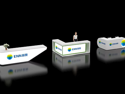 Modern Exhibition Reception Desks With ENN Logo And Staff Display Models 3d model