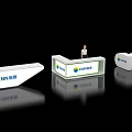 Modern Exhibition Reception Desks With ENN Logo And Staff Display Models