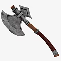 Medieval Battle Axe Weapon With Metal Head And Leather Wrapped Wooden Handle