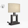 Modern Minimalist Table Lamp With Square Dark Base And Beige Linen Shade 3d model