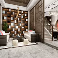 Elegant Tobacco and Liquor Store Interior with Wine Display Shelves and Chinese Style Decor