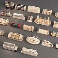 Various Modern Display Shelves with Diverse Wooden Designs for Retail Shops