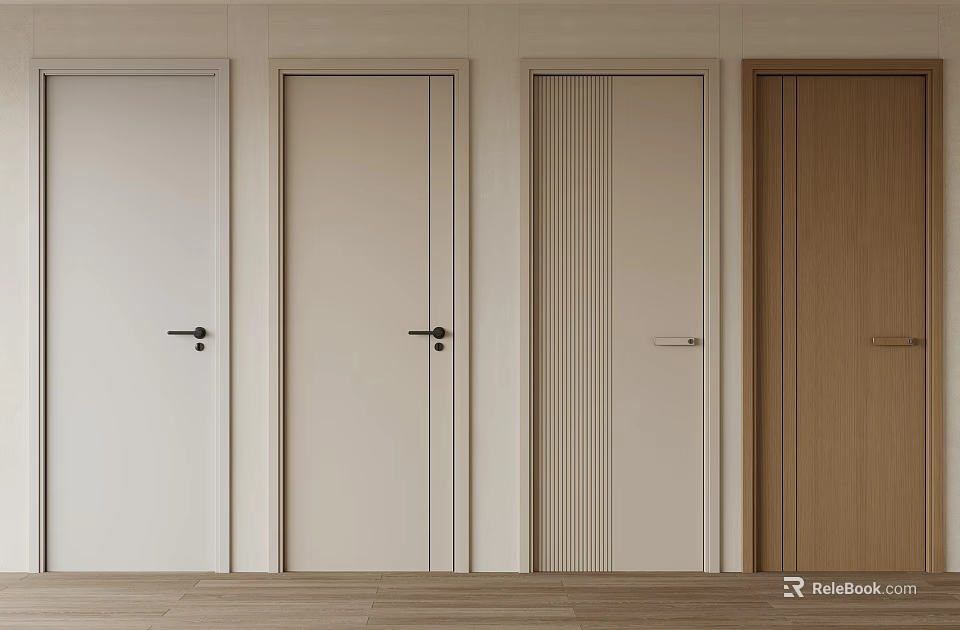 Various Design Flush Doors In Different Colors For Home Interior Decoration 3d model