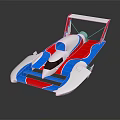 Red Blue White Racing Speedboat With Streamlined Open Cockpit And Aerodynamic Design
