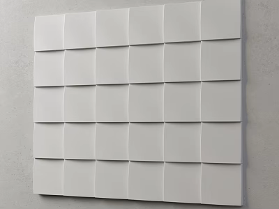 Modern White Square Panel Wall Decor With Geometric Arrangement On Concrete Wall 3d model