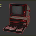 Vintage Computer System With Monitor Main Unit And Classic Keyboard Design