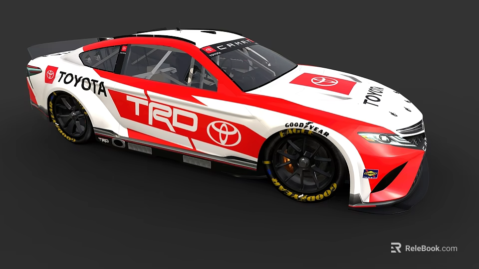 Toyota Race Car With TRD Logo And Red White Livery 3d model 