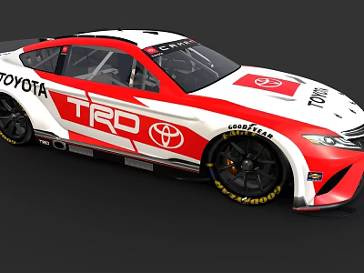 Toyota Race Car With TRD Logo And Red White Livery 3d model