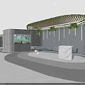 Modern Lounge Area Interior With Light Colored Furniture Wooden Ceiling And Green Plants