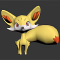 Yellow Fox Game Movie Character With Big Ears Red Eyes And Orange Tail Tip