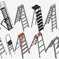 Modern folding ladder climbing ladder escalator 3d model