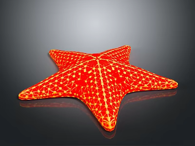 Red Starfish As Aquatic Animal With Vibrant Color And Yellow Spots On Shiny Surface 3d model