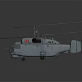 Detailed Military Gray Helicopter With Twin Rotors Cockpit And Landing Gear