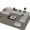 Beige L Shaped Sofa With Black Coffee Table Gray Cushions And Floor Lamps Modern Living