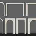White Geometric Line Decorations With Arch And Rectangular Frames On Gray Background 3d model