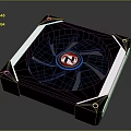 Black Electronic Cooling Fan With White N Logo And White Accent Edges Modern Design