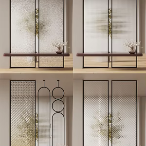 Modern partition glass screen 3d model
