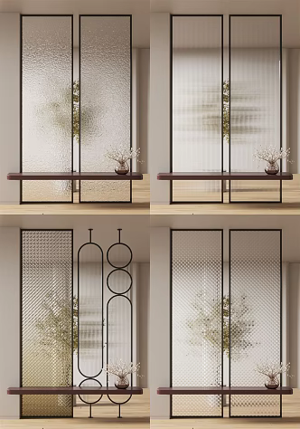 Modern partition glass screen 3d model