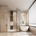 Modern Bathroom With Marble Backlit Mirror Smart Toilet And Floating Vanity