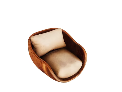 Modern Single Sofa With Wooden Frame Light Beige Cushion And Rounded Design 3d model