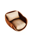 Modern Single Sofa With Wooden Frame Light Beige Cushion And Rounded Design