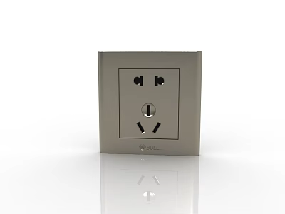 BULL Gray Panel Electrical Socket with Dual and Three Prong Ports for Daily Use 3d model