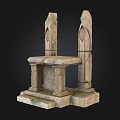 Stone Landscape Column Structure With Carved Platform And Decorative Pillars