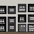 Modern Black Built in Kitchen Appliances Neatly Arranged With Dishes Cups Inside