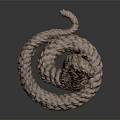Rope Woven Snake Sculpture With Coiled Body And Red Eyes