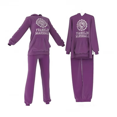 Purple Franklin Marshall Hoodie And Pants Set With Back Print Design 3d model Purple Franklin Marshall Hoodie And Pants Set With Back Print Design 3d model