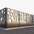 Modern Building Exterior Wall With Perforated Geometric Patterns And Metal Finish