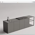 Modern Kitchen Interior Featuring Sleek Cabinets Countertop Sink And Open Shelves