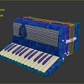 Blue Accordion Musical Instrument Featuring White And Blue Keys And Decorative Pattern